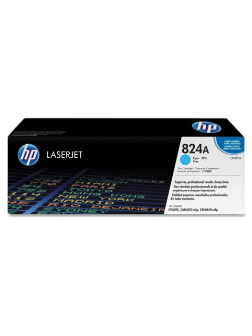 Картридж лазерный HP (CB381A) ColorLaserJet CP6015 и другие, №824A, голубой, оригинальный, ресурс 21000 страниц