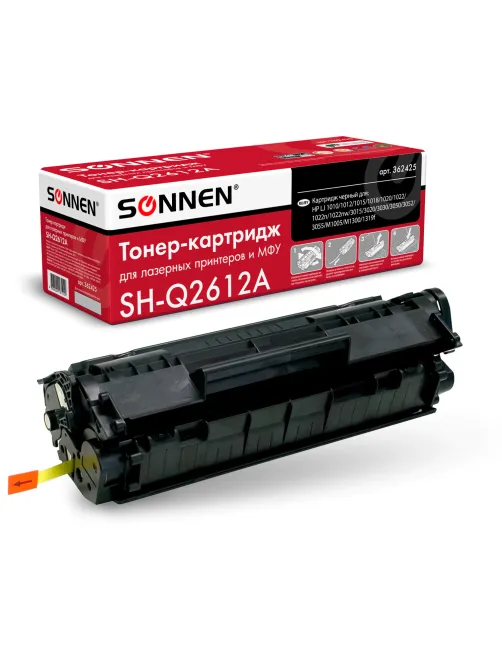 Картридж лазерный SONNEN (SH-Q2612A) для HP LaserJet 1018/3052/М1005, ВЫСШЕЕ КАЧЕСТВО, ресурс 2000 стр., 362425