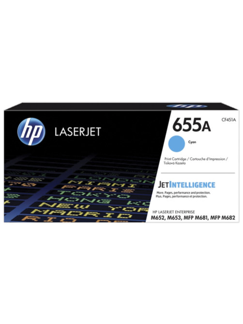 Картридж лазерный HP (CF451A) Color LJ M652dn/M653dn/M681dh, №655A, голубой, оригинальный, ресурс 10500 страниц