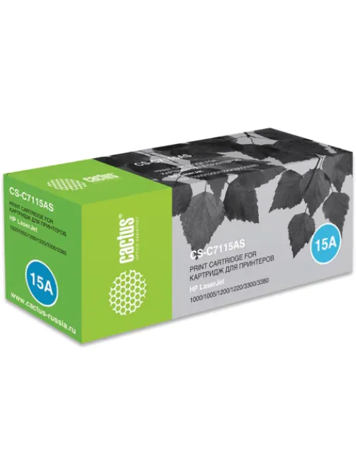 Картридж лазерный CACTUS (CS-C7115АS) для HP LaserJet 1000/1200/3300/3380, ресурс 2500 стр., CS-C7115AS