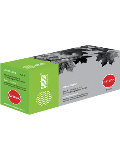 Картридж лазерный CACTUS (CS-C718BK) для CANON LBP-7200Cdn/MF8330Cdn/8350Cdn, черный, ресурс 3400 страниц