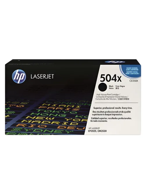 Картридж лазерный HP (CE250X) ColorLaserJet CP3525/CM3530, №504X, черный, оригинальный, ресурс 10500 страниц