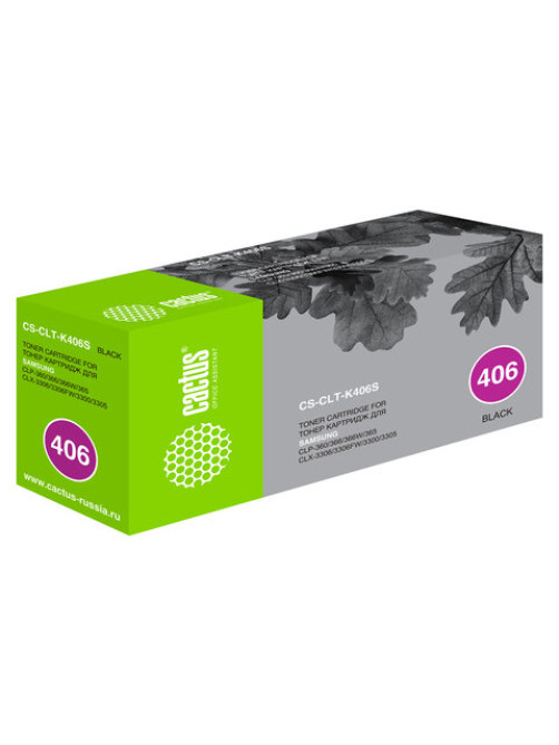 Картридж лазерный CACTUS (CS-CLT-K406S) для SAMSUNG CLP-365/365W, черный, ресурс 1500 стр.