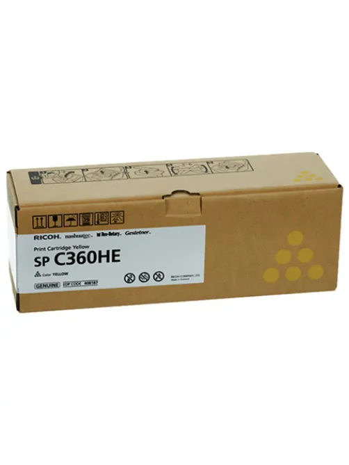 Картридж лазерный RICOH (SP C360HE) для Ricoh SP C360SFNw/C361SFNw, желтый, оригинальный, ресурс 6000 страниц, 408187