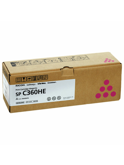 Картридж лазерный RICOH (SP C360HE) для Ricoh SP C360SFNw/C361SFNw, пурпур, оригинальный, ресурс 6000 страниц, 408186