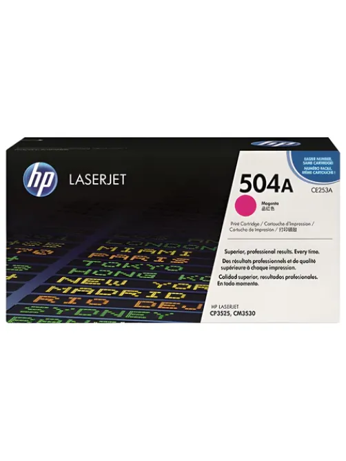 Картридж лазерный HP (CE253A) ColorLaserJet CP3525/CM3530, №504A, пурпурный, оригинальный, ресурс 7000 страниц