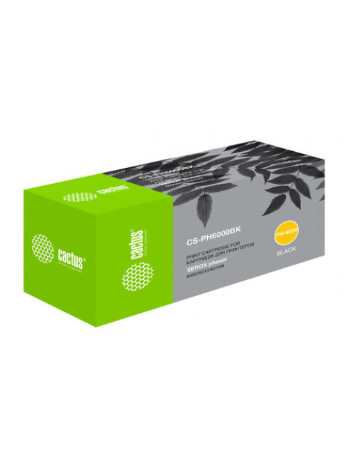 Картридж лазерный CACTUS (CS-PH6000BK) для XEROX Phaser 6000/6010N, черный, ресурс 2000 стр.