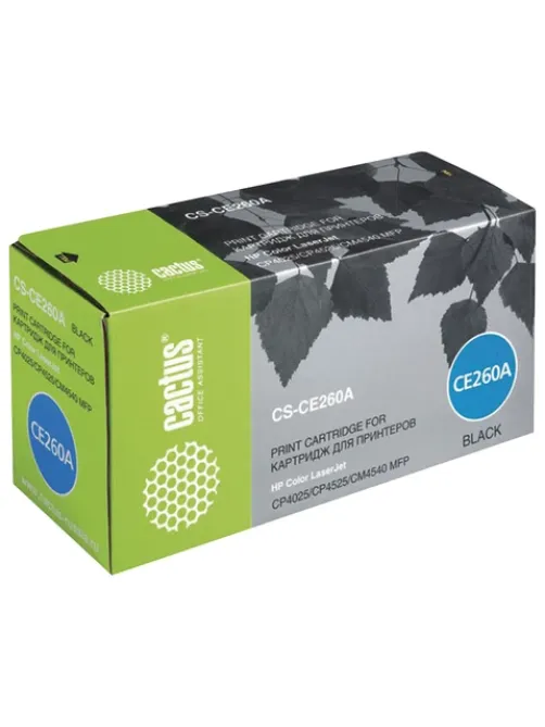 Картридж лазерный CACTUS (CS-CE260A) для HP ColorLaserJet CP4025/4525, черный, ресурс 8500 страниц