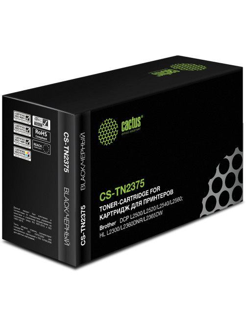 Картридж лазерный CACTUS (CS-TN2375) для BROTHER HL-L2300DR/2340DWR/DCP-L2500, ресурс 2600 стр.