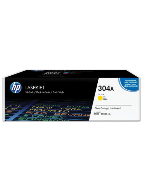 Картридж лазерный HP (CC532A) ColorLaserJet CP2025/CM2320, №304A, желтый, оригинальный, ресурс 2800 страниц