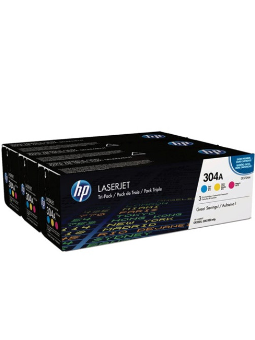Картридж лазерный HP (CF372AM) ColorLaserJet CM2320/CP2025, №304A, оригинальный, КОМПЛЕКТ 3 цвета по 2800 страниц