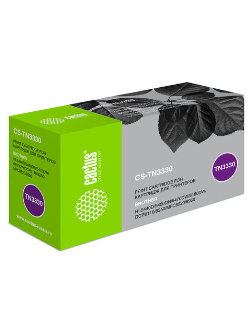 Картридж лазерный CACTUS (CS-TN3330) для BROTHER HL-5450DNR/5470DWR/DCP-8110DN, ресурс 3000 стр.