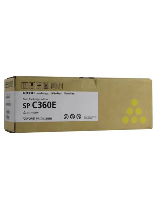Тонер-картридж лазерный RICOH (SP C360E) SP C360/C361, желтый, оригинальный, ресурс 1500 стр., 408190