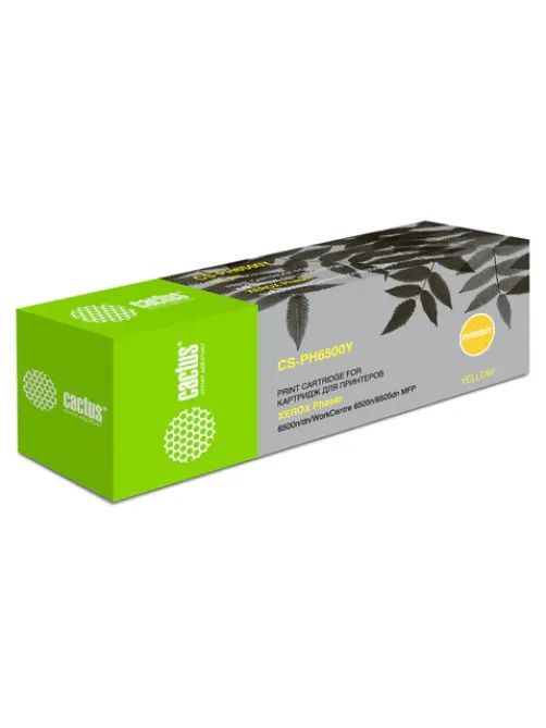 Картридж лазерный CACTUS (CS-PH6500Y) для XEROX Phaser 6500/WC6505, желтый, ресурс 2500 стр.