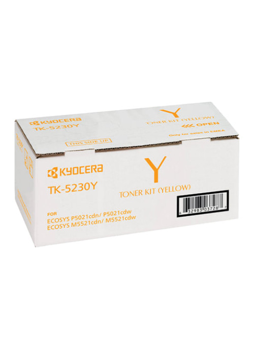 Тонер-картридж KYOCERA (TK-5230Y) ECOSYS P5021cdn/cdw/M5521cdn/cdw, желтый, ресурс 2200 стр., оригинальный, 1T02R9ANL0