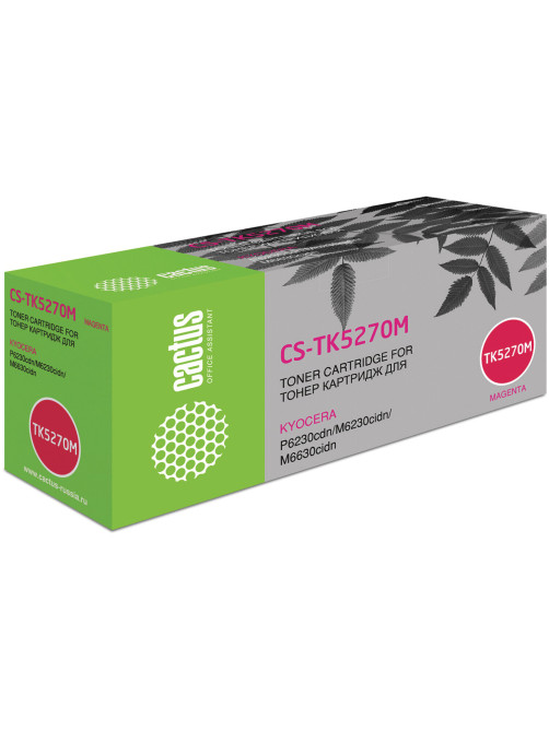 Картридж лазерный CACTUS (CS-TK5270M) для Kyocera P6230cdn/M6230cidn/M6630cidn, пурпурный, ресурс 6000 страниц