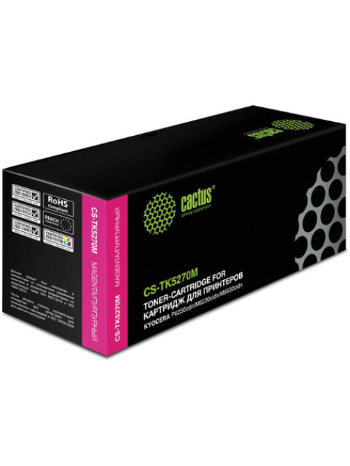 Картридж лазерный CACTUS (CS-TK5270M) для Kyocera P6230cdn/M6230cidn/M6630cidn, пурпурный, ресурс 6000 страниц