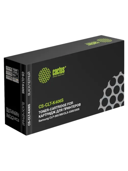 Картридж лазерный CACTUS (CS-CLT-K406S) для SAMSUNG CLP-365/365W, черный, ресурс 1500 стр.