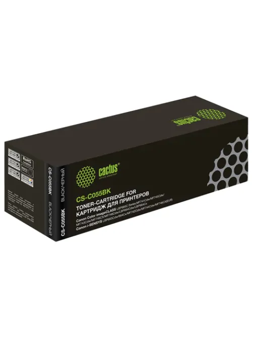 Картридж лазерный CACTUS (CS-C055BK) для Canon LBP663Cdw/664Cx/MF746Cx/742Cd, черный, ресурс 2300 страниц