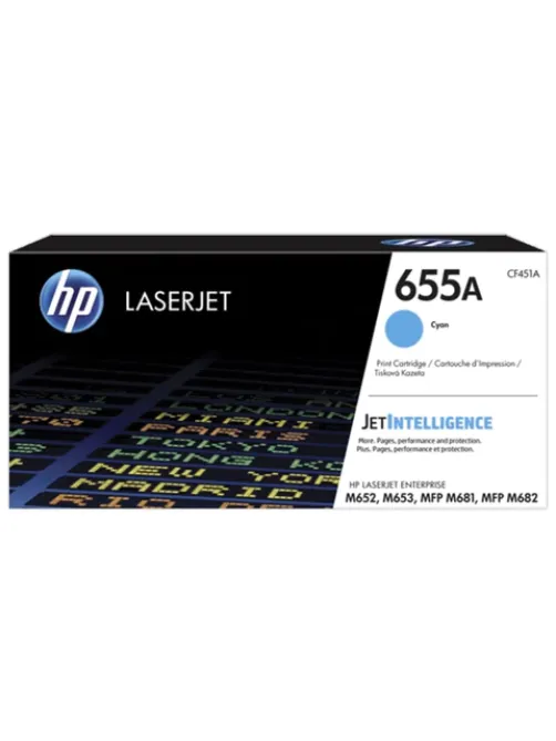 Картридж лазерный HP (CF451A) Color LJ M652dn/M653dn/M681dh, №655A, голубой, оригинальный, ресурс 10500 страниц