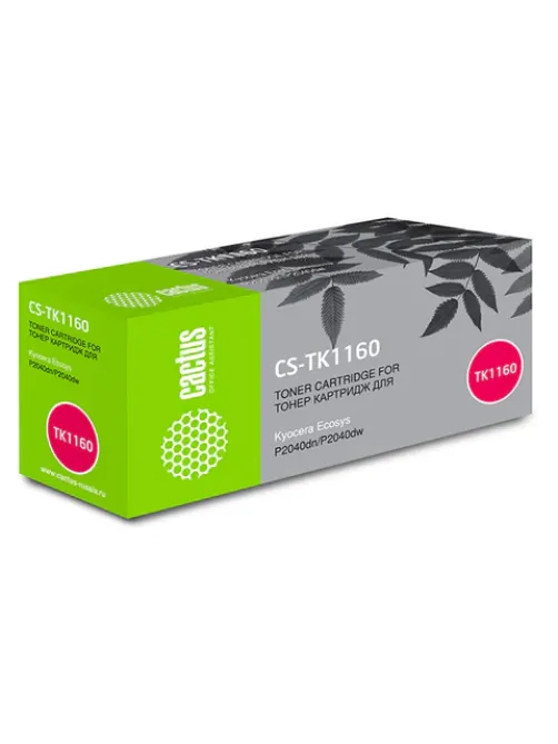 Тонер-картридж CACTUS (CS-TK1160) для KYOCERA Ecosys P2040dn/P2040dw, ресурс 7200 стр.