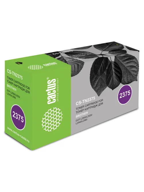 Картридж лазерный CACTUS (CS-TN2375) для BROTHER HL-L2300DR/2340DWR/DCP-L2500, ресурс 2600 стр.