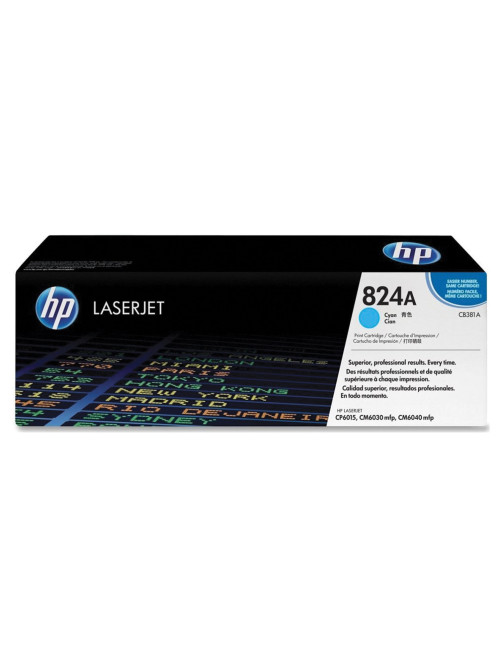 Картридж лазерный HP (CB381A) ColorLaserJet CP6015 и другие, №824A, голубой, оригинальный, ресурс 21000 страниц
