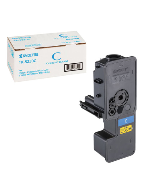 Тонер-картридж KYOCERA (TK-5230C) ECOSYS P5021cdn/cdw/M5521cdn/cdw, голубой, ресурс 2200 стр., оригинальный, 1T02R9CNL0