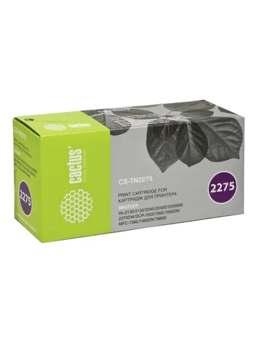 Картридж лазерный CACTUS (CS-TN2275) для BROTHER HL-2240R/2250/DCP-7060/7065, ресурс 2600 стр., CS-TN2275S