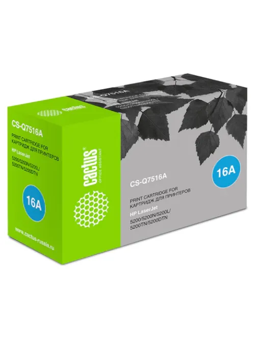 Картридж лазерный CACTUS (CS-Q7516A) для HP LaserJet 5200, ресурс 12000 стр.