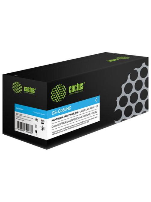 Картридж лазерный CACTUS (CS-C055HC) для Canon LBP663Cdw/664Cx/MF746Cx/742Cd, голубой, ресурс 5900 страниц