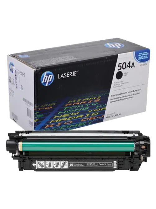 Картридж лазерный HP (CE250A) ColorLaserJet CP3525/CM3530, №504A, черный, оригинальный, ресурс 5000 страниц