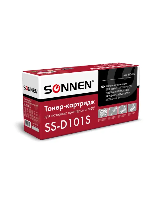Картридж лазерный SONNEN (SS-D101S) для SAMSUNG ML2160-2168/SCX-3400/05-07, ВЫСШЕЕ КАЧЕСТВО, ресурс 1500 стр., 362435