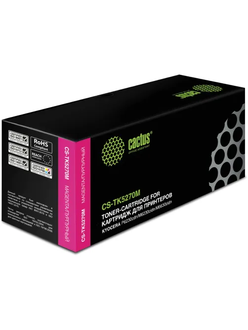 Картридж лазерный CACTUS (CS-TK5270M) для Kyocera P6230cdn/M6230cidn/M6630cidn, пурпурный, ресурс 6000 страниц