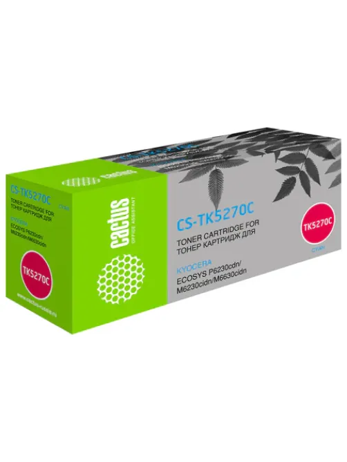 Картридж лазерный CACTUS (CS-TK5270C) для Kyocera P6230cdn/M6230cidn/M6630cidn, голубой, ресурс 6000 страниц