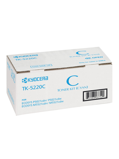 Тонер-картридж KYOCERA (TK-5220C) ECOSYS P5021cdn/cdw/M5521cdn/cdw, голубой, ресурс 1200 стр., оригинальный, 1T02R9CNL1