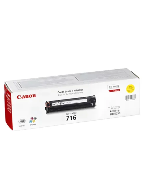 Картридж лазерный CANON (716Y) LBP-5050, желтый, ресурс 1500 страниц, оригинальный, 1977B002