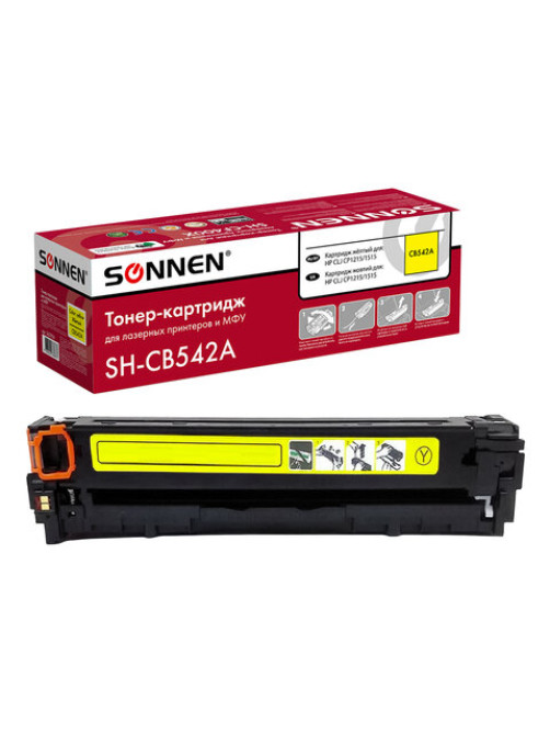 Картридж лазерный SONNEN (SH-CB542A) для HP CLJ CP1215/1515 ВЫСШЕЕ КАЧЕСТВО, желтый, 1400 страниц, 363956