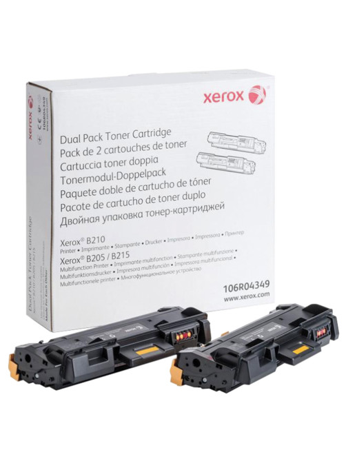 Тонер-картридж XEROX (106R04349) для B205/B210/B215, оригинальный, КОМПЛЕКТ 2 шт., ресурс 2х3000 страниц