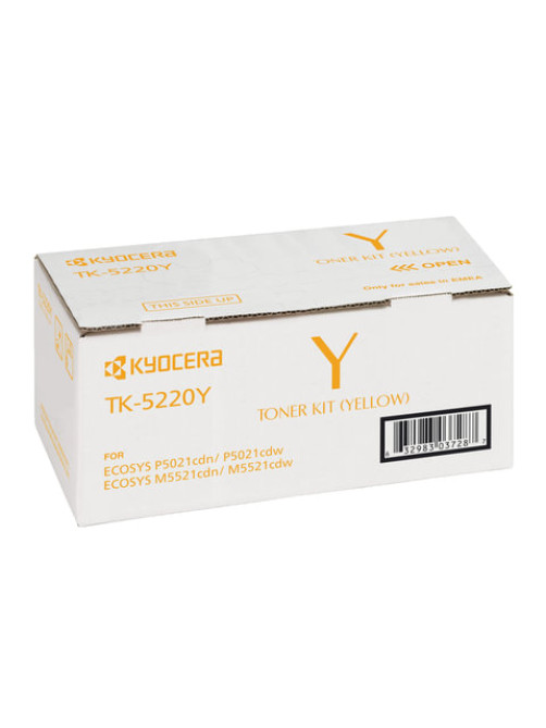 Тонер-картридж KYOCERA (TK-5220Y) ECOSYS P5021cdn/cdw/M5521cdn/cdw, желтый, ресурс 1200 стр., оригинальный, 1T02R9ANL1