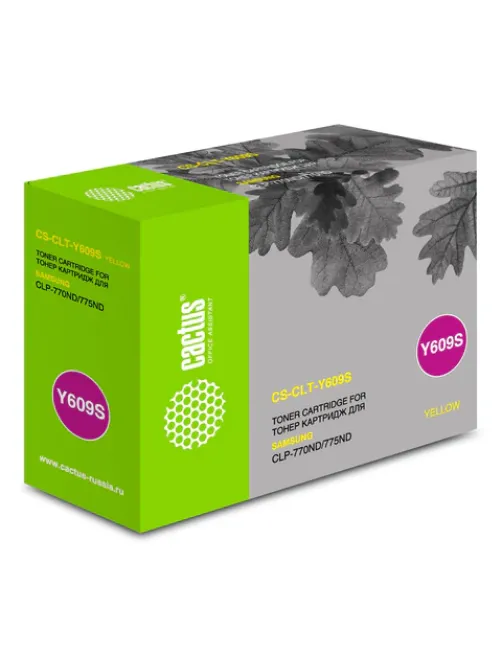 Картридж лазерный CACTUS (CS-CLT-Y609S) для SAMSUNG CLP-770/770ND/775/775ND, желтый, ресурс 7000 стр.
