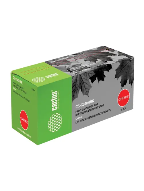 Картридж лазерный CACTUS (CS-040HBK) для CANON i-SENSYS LBP-710Cx/712Cx, черный, ресурс 12500 страниц, CS-C040HBK