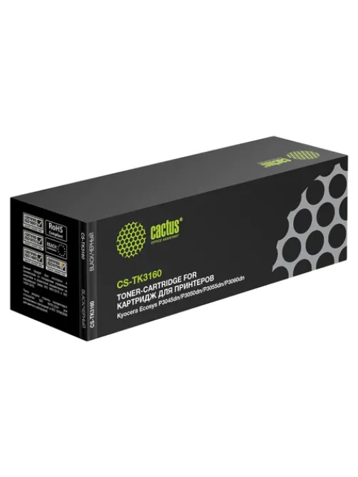 Тонер-картридж CACTUS (CS-TK3160) для KYOCERA Ecosys P3045dn/3050dn/3055dn/3060dn, ресурс 12500 стр.