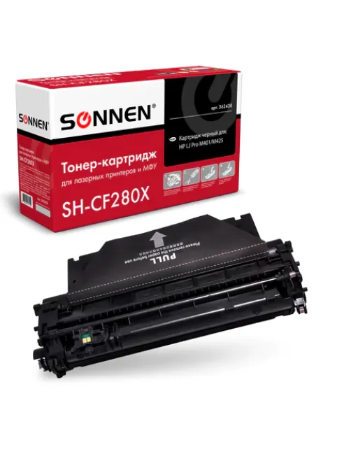 Картридж лазерный SONNEN (SH-CF280X) для HP LaserJet Pro M401/M425, ВЫСШЕЕ КАЧЕСТВО, ресурс 6500 стр., 362438
