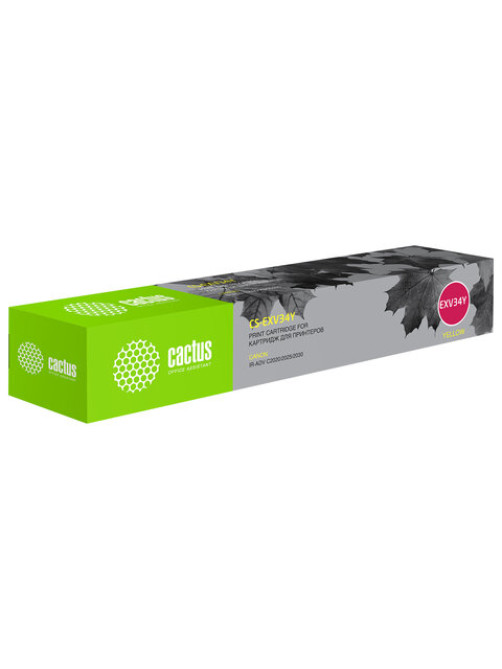 Картридж лазерный CACTUS (CS-EXV34Y) для Canon IR C2030L/C2030i/C2020i, желтый, ресурс 19000 страниц
