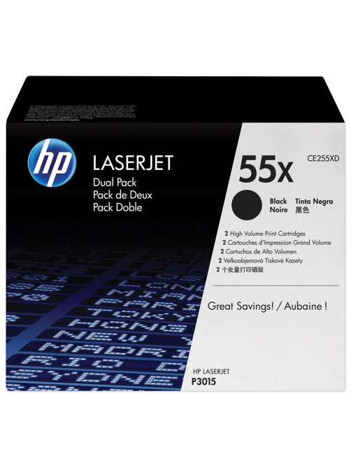 Картридж лазерный HP (CE255XD) LaserJet M525dn/M521dn/P3015, КОМПЛЕКТ 2 шт., оригинальный, ресурс 2х13500 страниц