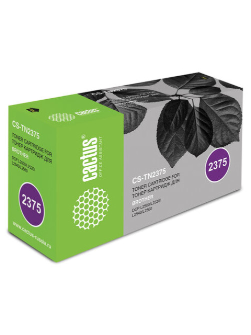 Картридж лазерный CACTUS (CS-TN2375) для BROTHER HL-L2300DR/2340DWR/DCP-L2500, ресурс 2600 стр.