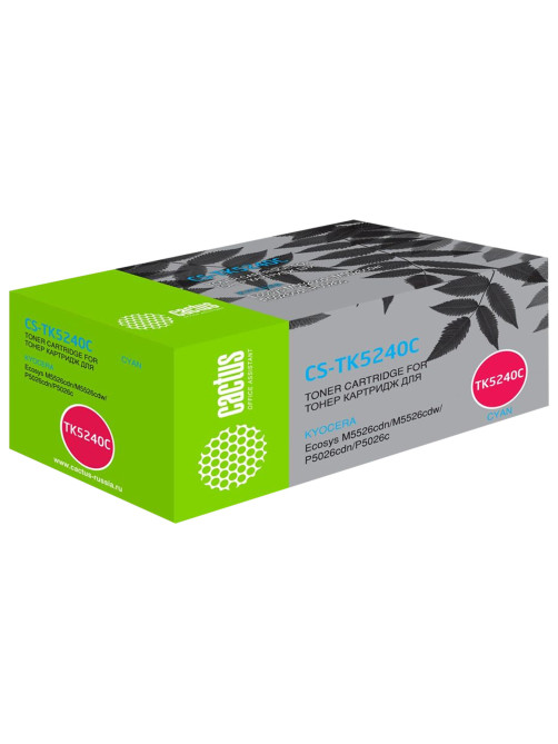 Картридж лазерный CACTUS (CS-TK5240C) для Kyocera M5526cdn/M5526cdw/P5026cdn, голубой, ресурс 3000 страниц