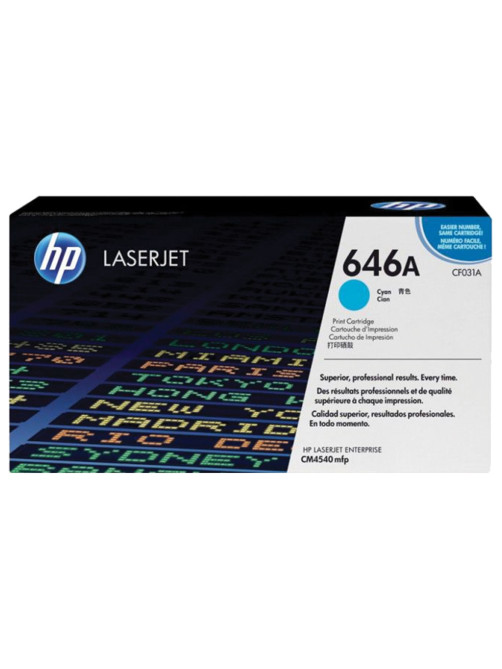 Картридж лазерный HP (CF031A) ColorLaserJet CM4540, №646A, голубой, оригинальный, ресурс 12 500 страниц