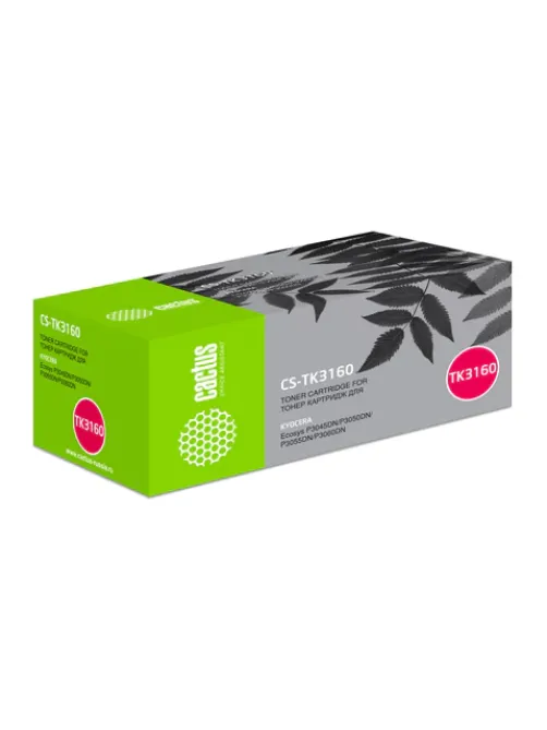 Тонер-картридж CACTUS (CS-TK3160) для KYOCERA Ecosys P3045dn/3050dn/3055dn/3060dn, ресурс 12500 стр.